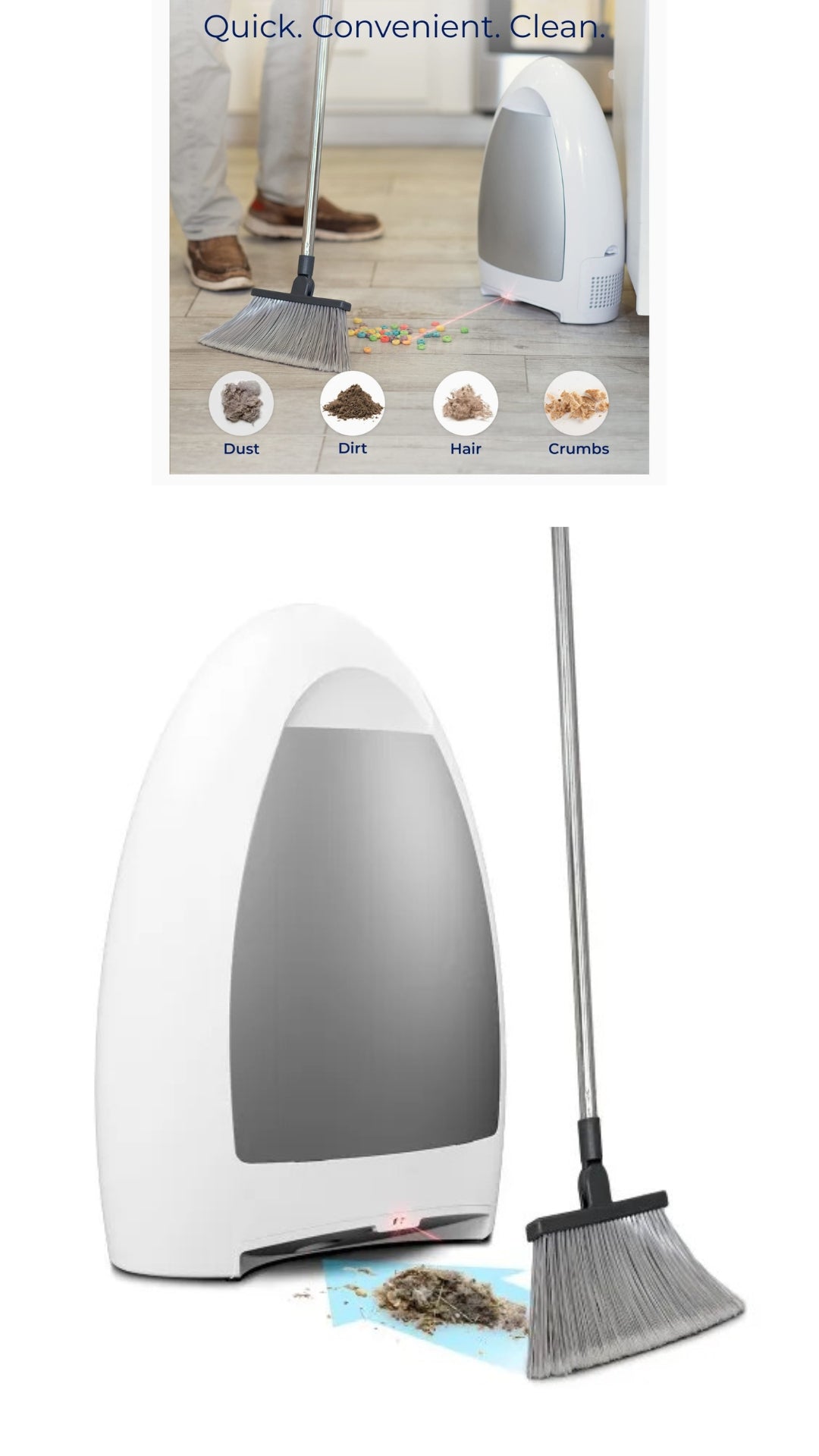 Automatic Dustpan Vacuum with Touchless Operation - Ideal for Cleaning Up Pet Hair, Food Crumbs, and Dirt in the Kitchen - High-Speed & Powerful, Corded Canister Vacuum, Bagless Design, Equipped with Automatic Sensors, 1000 Watts (White)