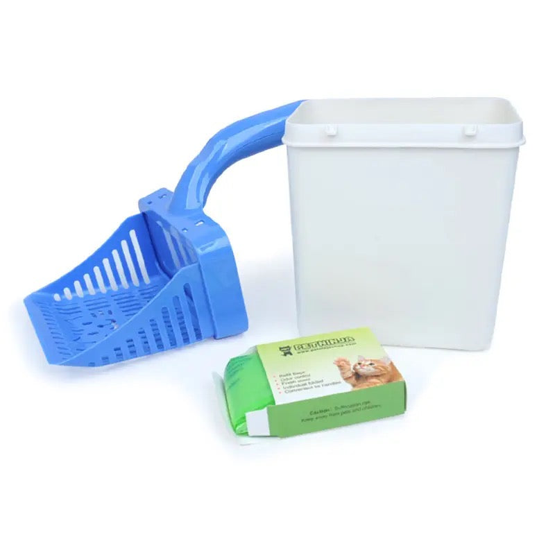 Cat litter sifter and scooper with holder / trap door