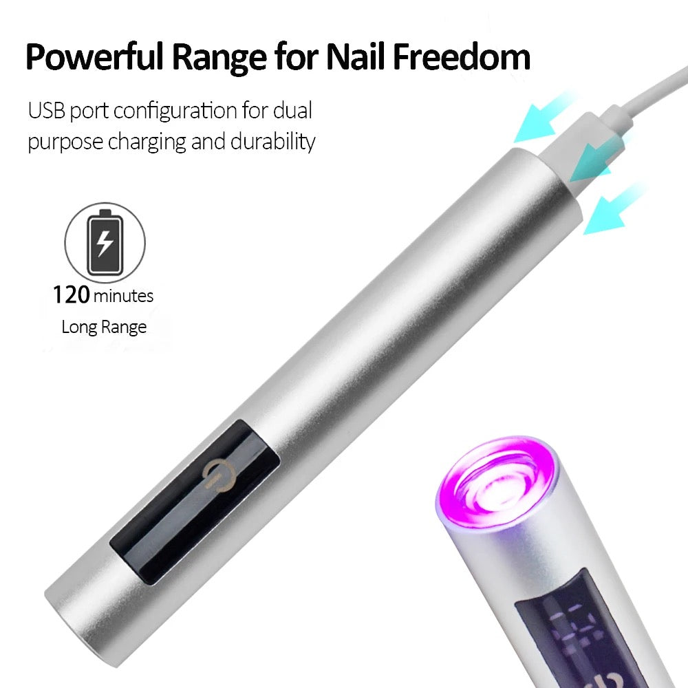 ISP 3-in-1 Handheld UV Light, Silicone head & Nail Lamp Support Stand for Nails Mini Nail Dryer LED Light with Aluminium , LCD Screen - Cordless Rechargeable USB Gel Curing X Lamp Fast Curing for Home DIY Manicure (400mah)