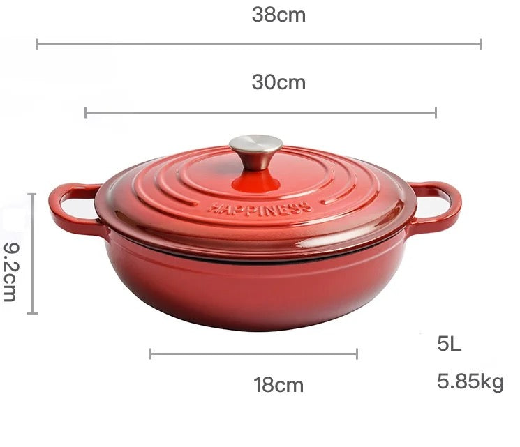 INNOVATIVE Enamelled Cast Iron Dutch Oven, 5.3 Quart/30cm Capacity Dutch Oven Pot with Lid, Oval Dutch Oven Cast Iron Pot with Non Stick Enamel Coating for Bread Baking