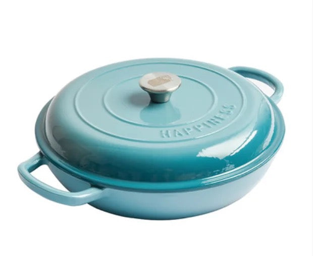 INNOVATIVE Enamelled Cast Iron Dutch Oven, 5.3 Quart/30cm Capacity Dutch Oven Pot with Lid, Oval Dutch Oven Cast Iron Pot with Non Stick Enamel Coating for Bread Baking