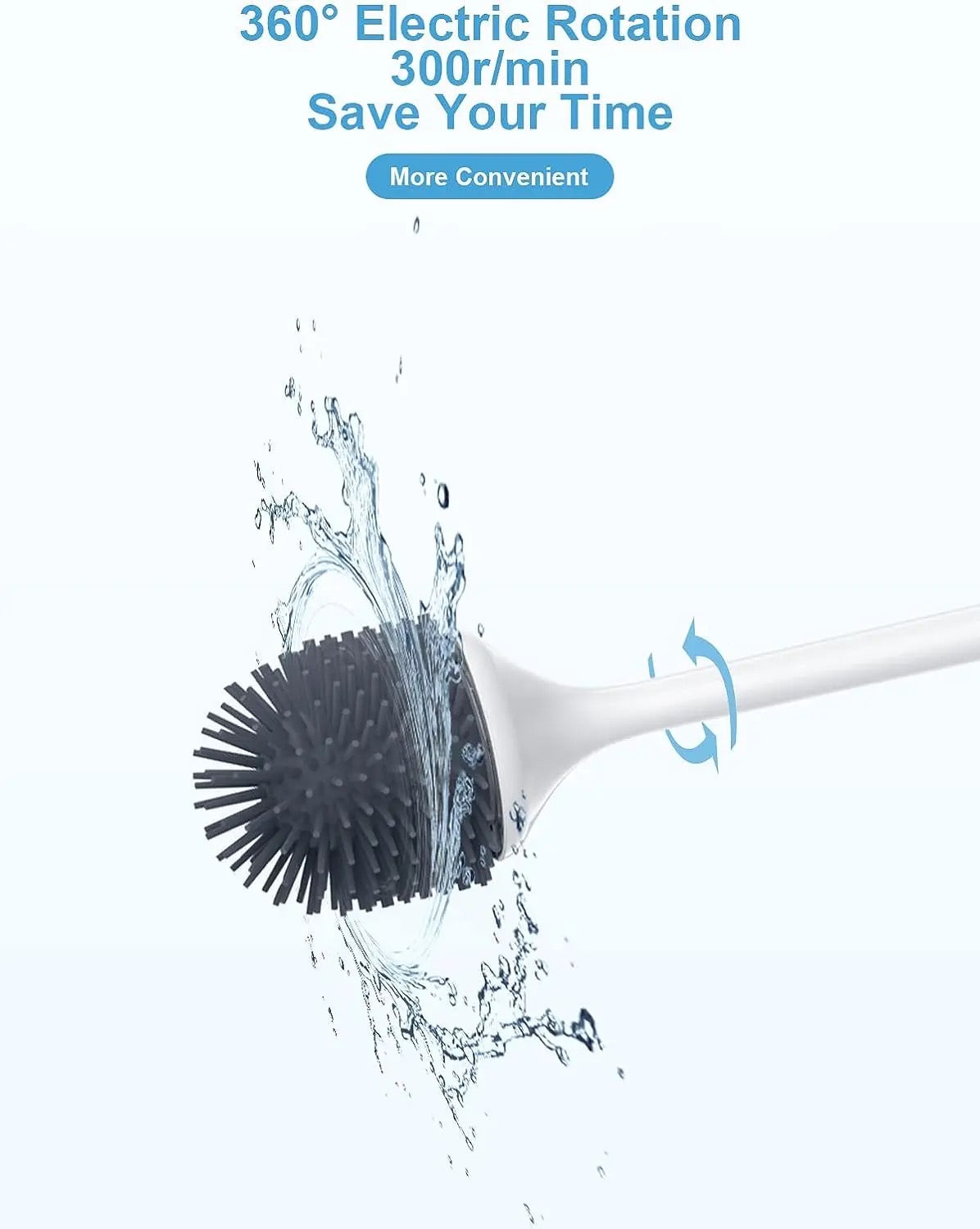 Electric silicone bristle toilet brush with ultraviolet sterilisation