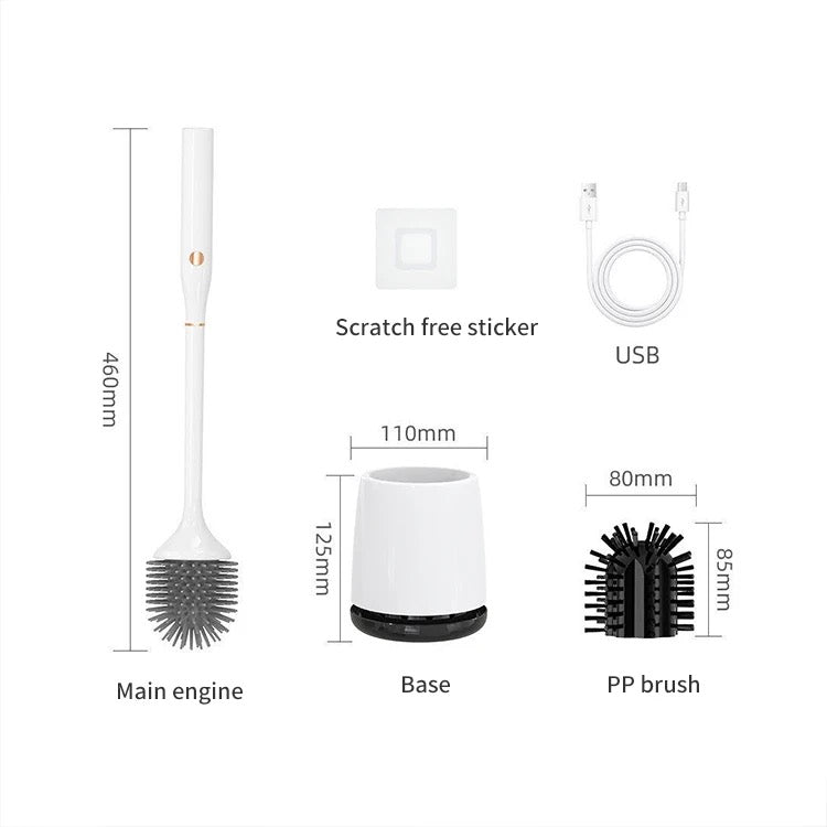 Electric silicone bristle toilet brush with ultraviolet sterilisation