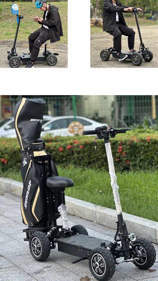 INNOVATIVE SOLUTIONS PLUS 4X4 All Wheel Drive Stand up Electric ATV Scooter with chair for golfers, hobbyist - 48v21AH (2000watt) - 40km/h