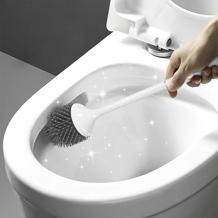 Electric silicone bristle toilet brush with ultraviolet sterilisation