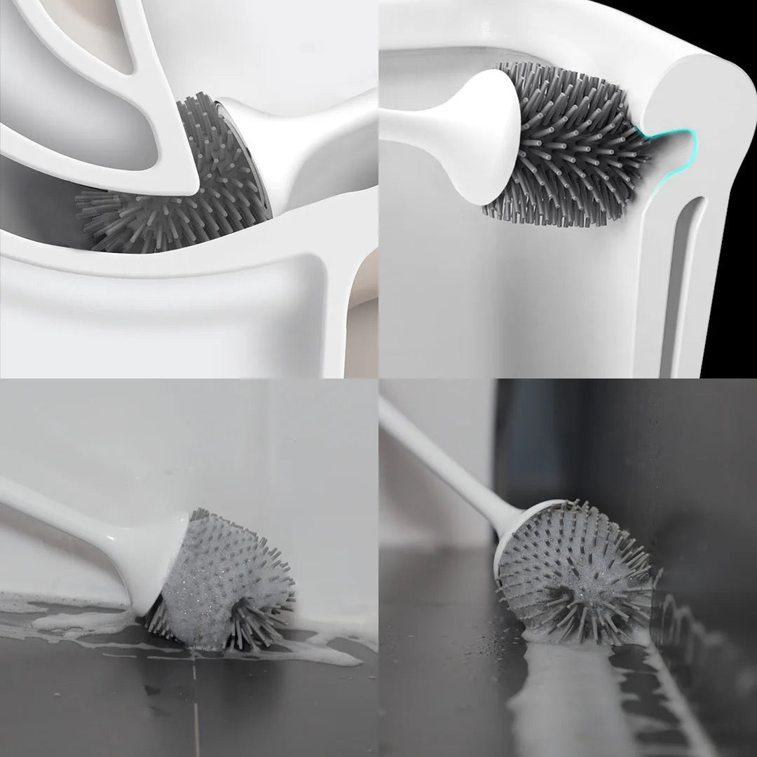 Electric silicone bristle toilet brush with ultraviolet sterilisation