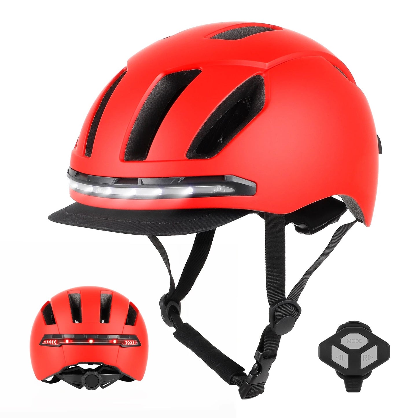 Led safety helmet , remote control for bicycles and scooters.