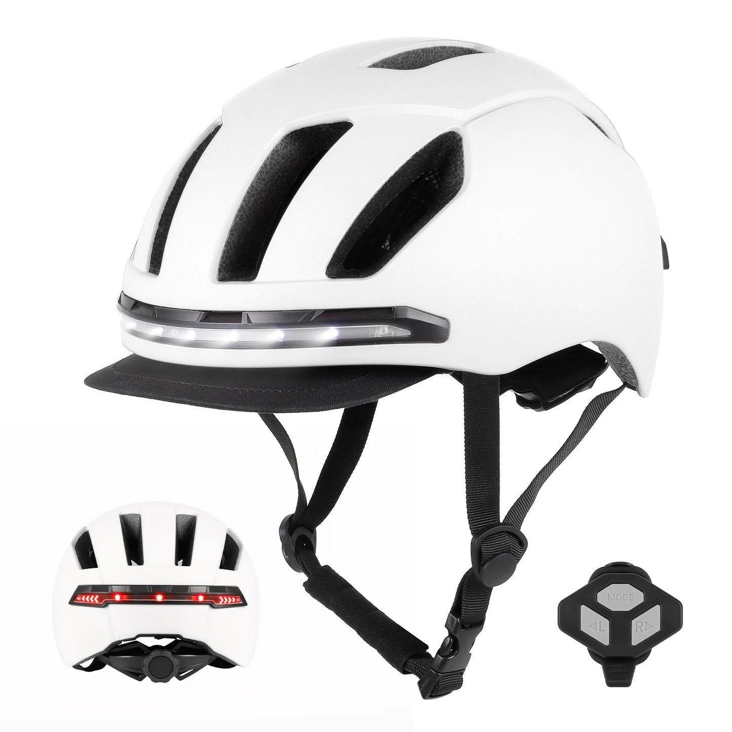 Led safety helmet , remote control for bicycles and scooters.