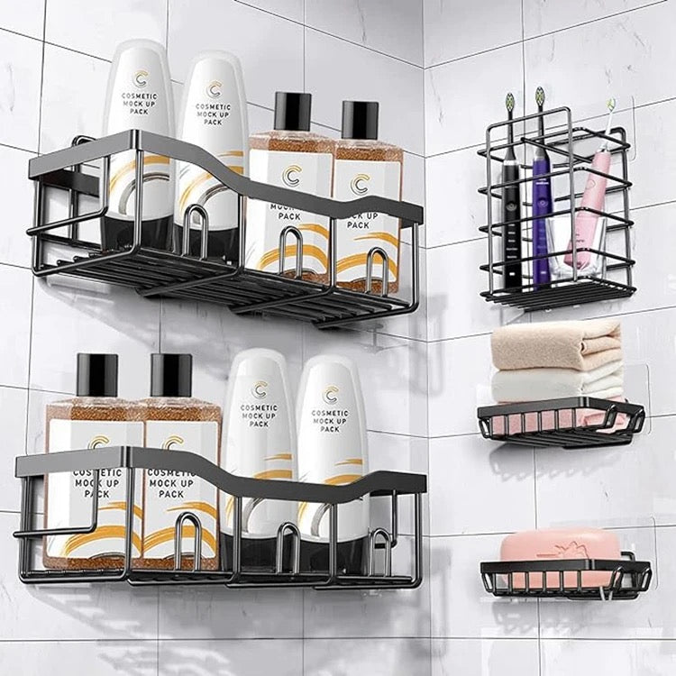 Stainless Steel adhesive 5 pack shower caddy shelf basket organiser