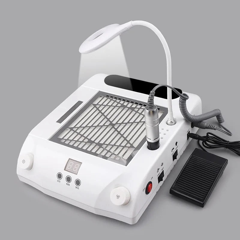 48W 6 in 1 Nail Machine, Polishing Machine With Nail Lamp Nail Fast Suction Vacuum Cleaner Nail Drill Machine 100‑240V for Acrylic Nails