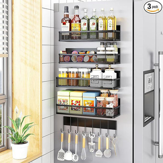 5-in-1 magnetic Kitchen moveable fridge shelf rack organiser