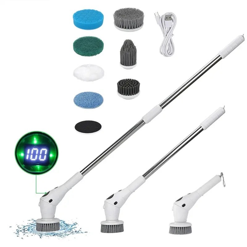 8 in 1 LED Cordless Powerful Spin Cleaning Brush (with LED Night Light , 3 Speed Control,Battery LED Display)