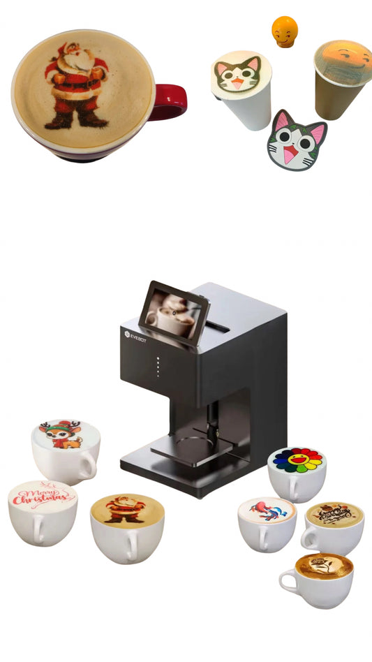 Beverage Surface Image Printing Machine Colorful Coffee Printer & Food Printer
Picture, Selfie, Text Printer Every machine comes with one edible ink cartridge)