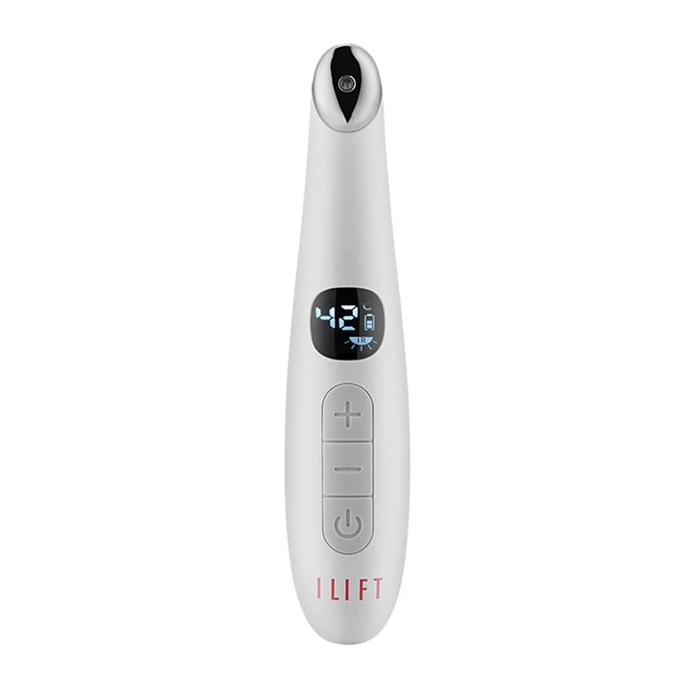 ISP - 3 in 1 Vibrating Red Light 98°F to 113°F LCD Display Eye Massager for Dry Eyes, Dark Circles and Puffiness, Electrical Face, Neck Sculpting Pen for Fine Lines and Wrinkles