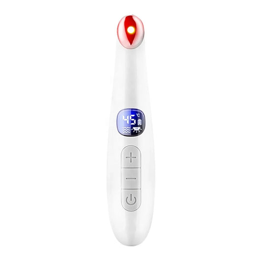 ISP - 3 in 1 Vibrating Red Light 98°F to 113°F LCD Display Eye Massager for Dry Eyes, Dark Circles and Puffiness, Electrical Face, Neck Sculpting Pen for Fine Lines and Wrinkles