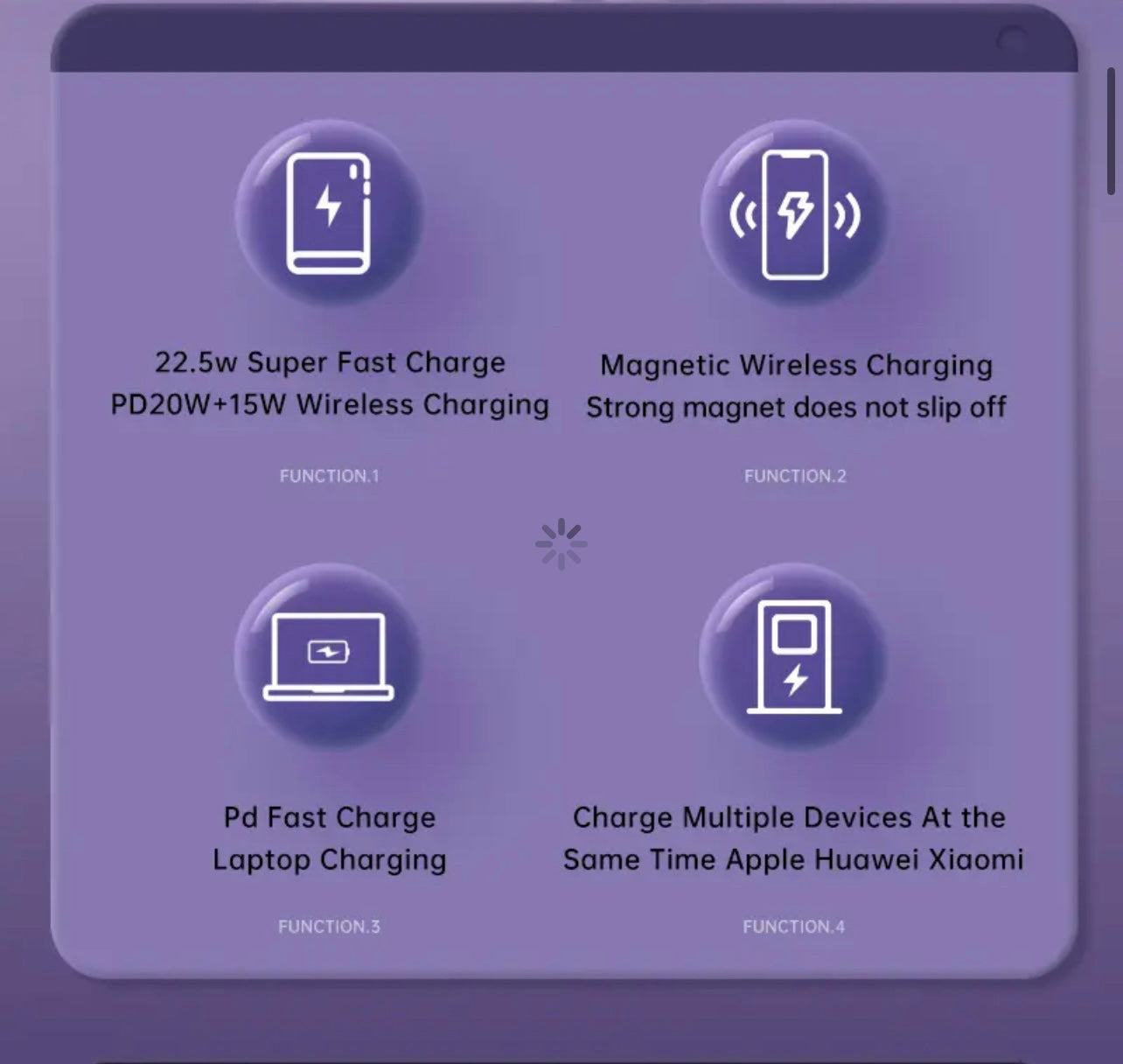 Portable 20000Mah MagSafe fast charging powerbank for scooters, bikes , phone & laptops . PD20 ,22.5W super fast charge with USB C and USB A