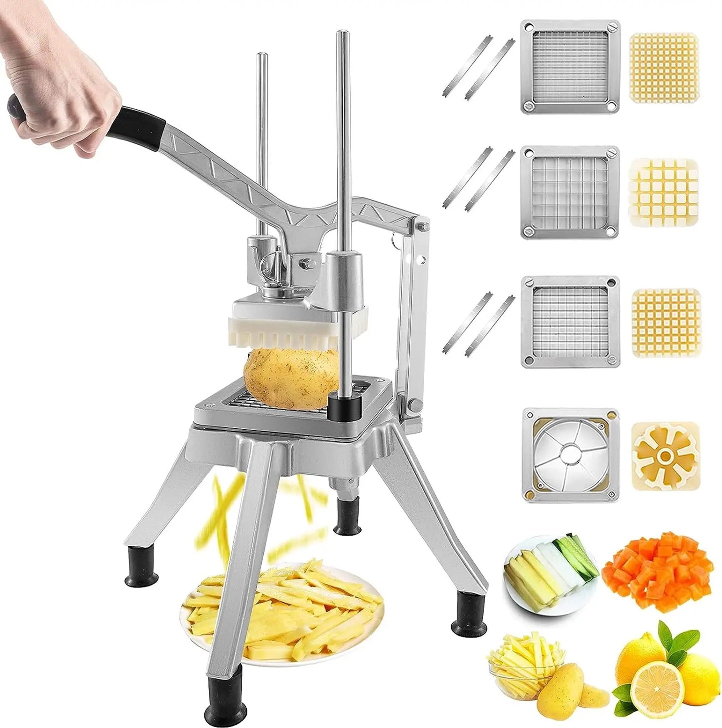 ISP Vegetable Fruit Chopper, Professional Potato Slicer, Manual Veggie Chopper Cutter Machine, French Fry Cutter Home Kitchen,Stainless Steel Blade with 1 Replacement