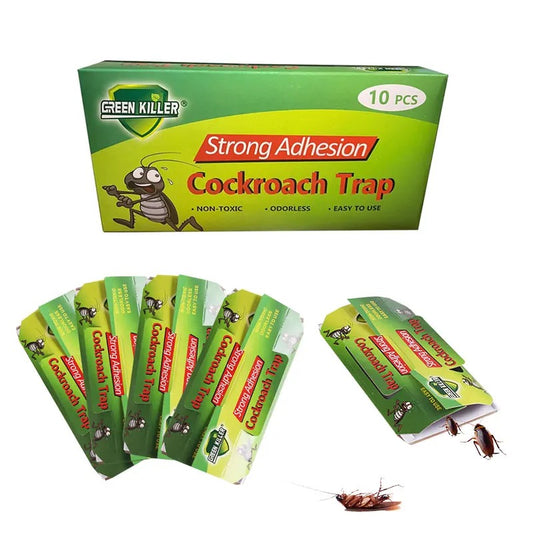 Cockroach Traps Indoor Super Sticky (10pcs) - Glue Trap for Roaches Bug Traps with Roach Bait Traps - Long Lasting Non-Toxic Children and Pet Friendly