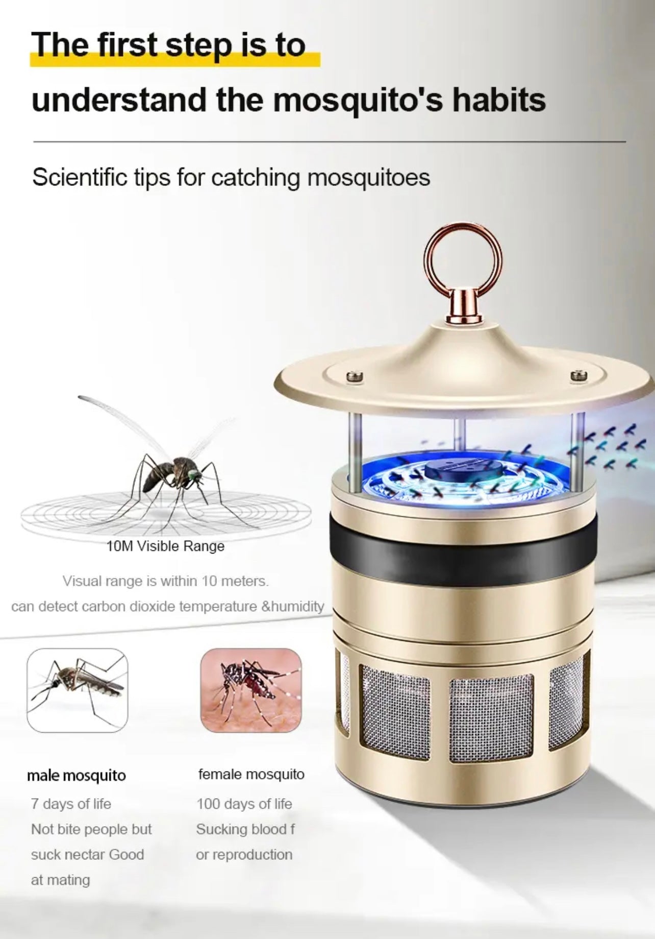 Big Zapper with powerful bulb & Bait , Indoor and Outdoor , Mosquito Zapper with LED Light , insect zapper electric fly traps