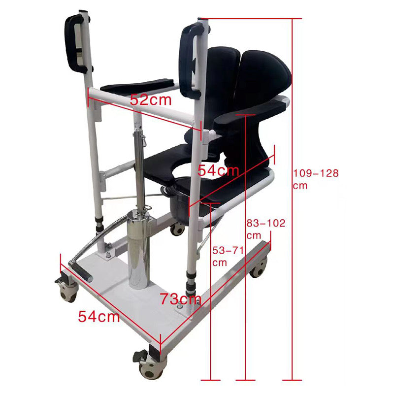 Patient Lift Transfer Machine for Home & Hospital with 180 degrees , Split Seat . Nursing Lift Wheelchair with Toilet and Tray Table