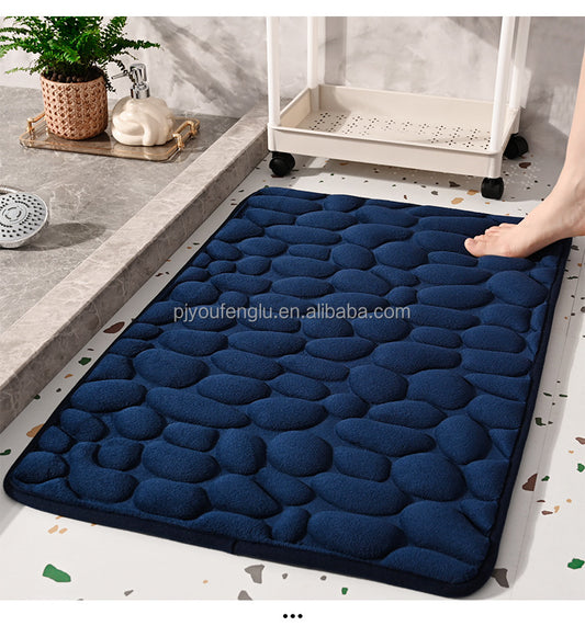 ISP Bathroom Mat/Rugs Made of 100% Extra Soft and Non Slip Stereoscopic Cobblestone Coral Fleece , Bathroom Mats Specialized in Machine Washable and Water Absorbent Shower Mat,20x32 Inch