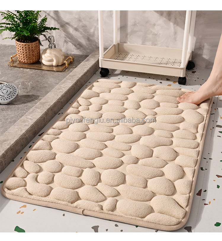 ISP Bathroom Mat/Rugs Made of 100% Extra Soft and Non Slip Stereoscopic Cobblestone Coral Fleece , Bathroom Mats Specialized in Machine Washable and Water Absorbent Shower Mat,20x32 Inch