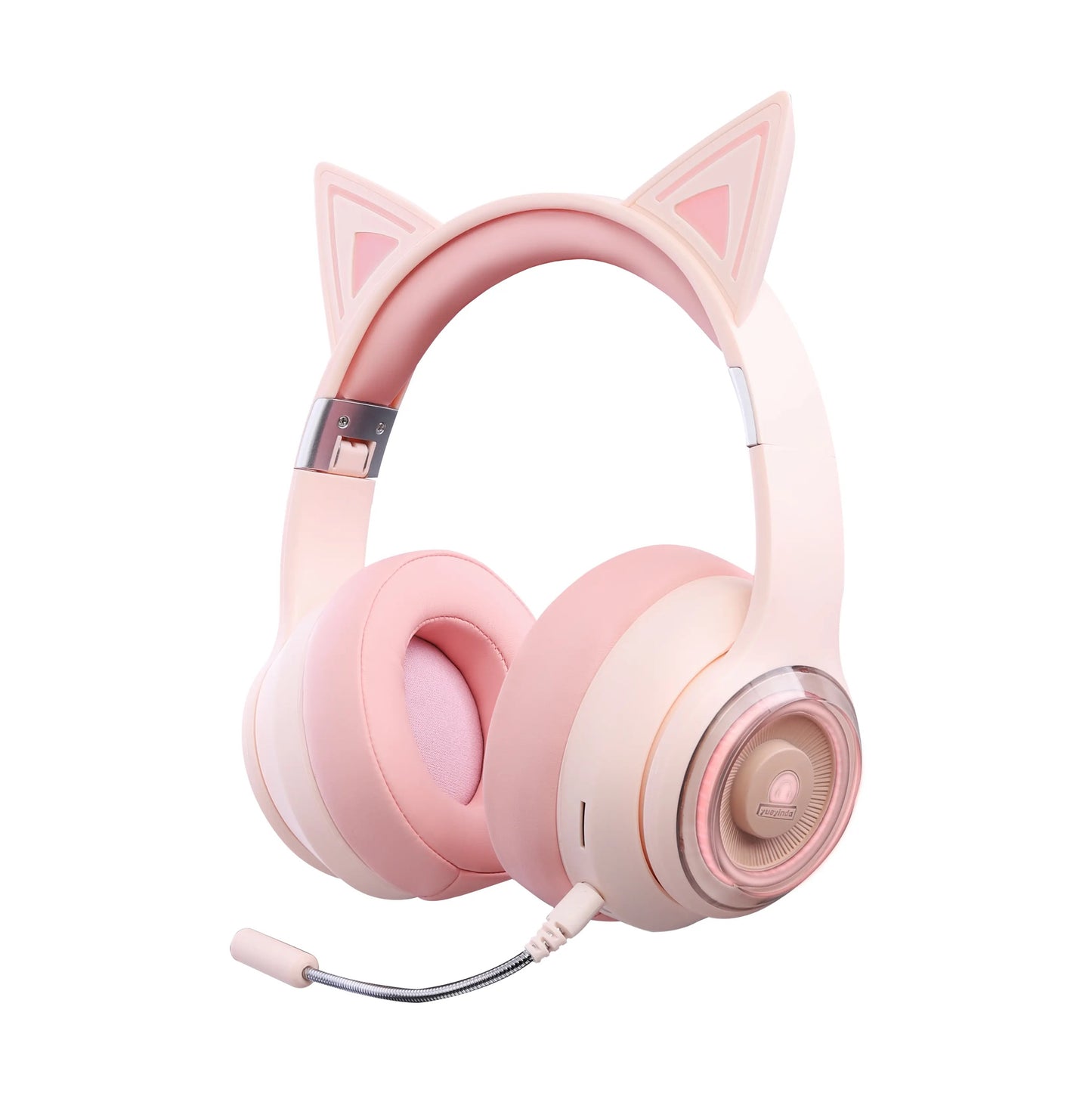 ISP LED Cat Ear Headphone Bluetooth 5.3 - Gaming Headset for PC PS5 Switch Xbox, 2.4G/Wireless/Wired, Attachable Gaming Microphone, Customizable Lighting and Effect. (800Mah)
