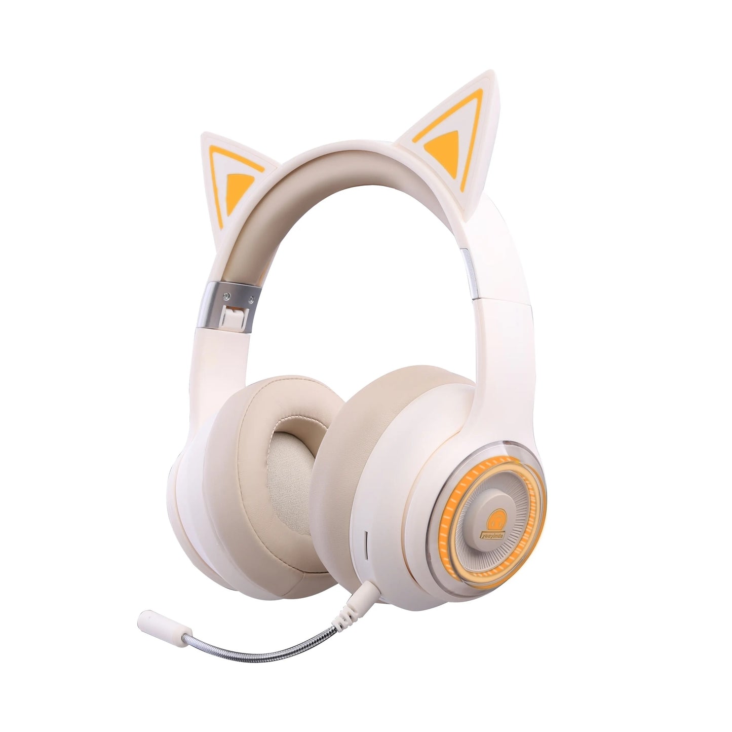 ISP LED Cat Ear Headphone Bluetooth 5.3 - Gaming Headset for PC PS5 Switch Xbox, 2.4G/Wireless/Wired, Attachable Gaming Microphone, Customizable Lighting and Effect. (800Mah)