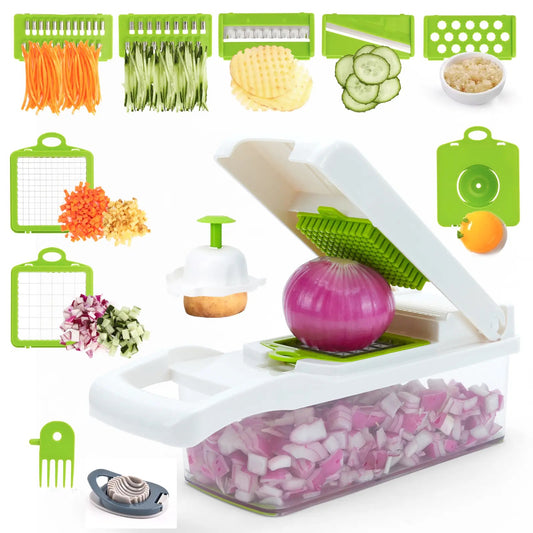 12-in-1 multifunctional slicer:Slicer, Multifunctional, Kitchen, Food preparation, Chopper, Cutter, Dicer, Grater, Julienne, Vegetable, Fruit, Salad