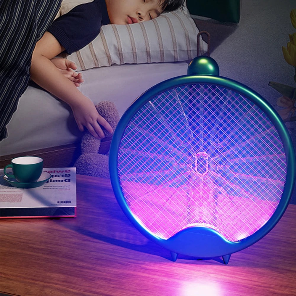 ISP 3 In 1 Rechargeable Folding Electric Mosquito Swatter Indoor 3000v Mosquito Racket With Led Lamp (800Mah)