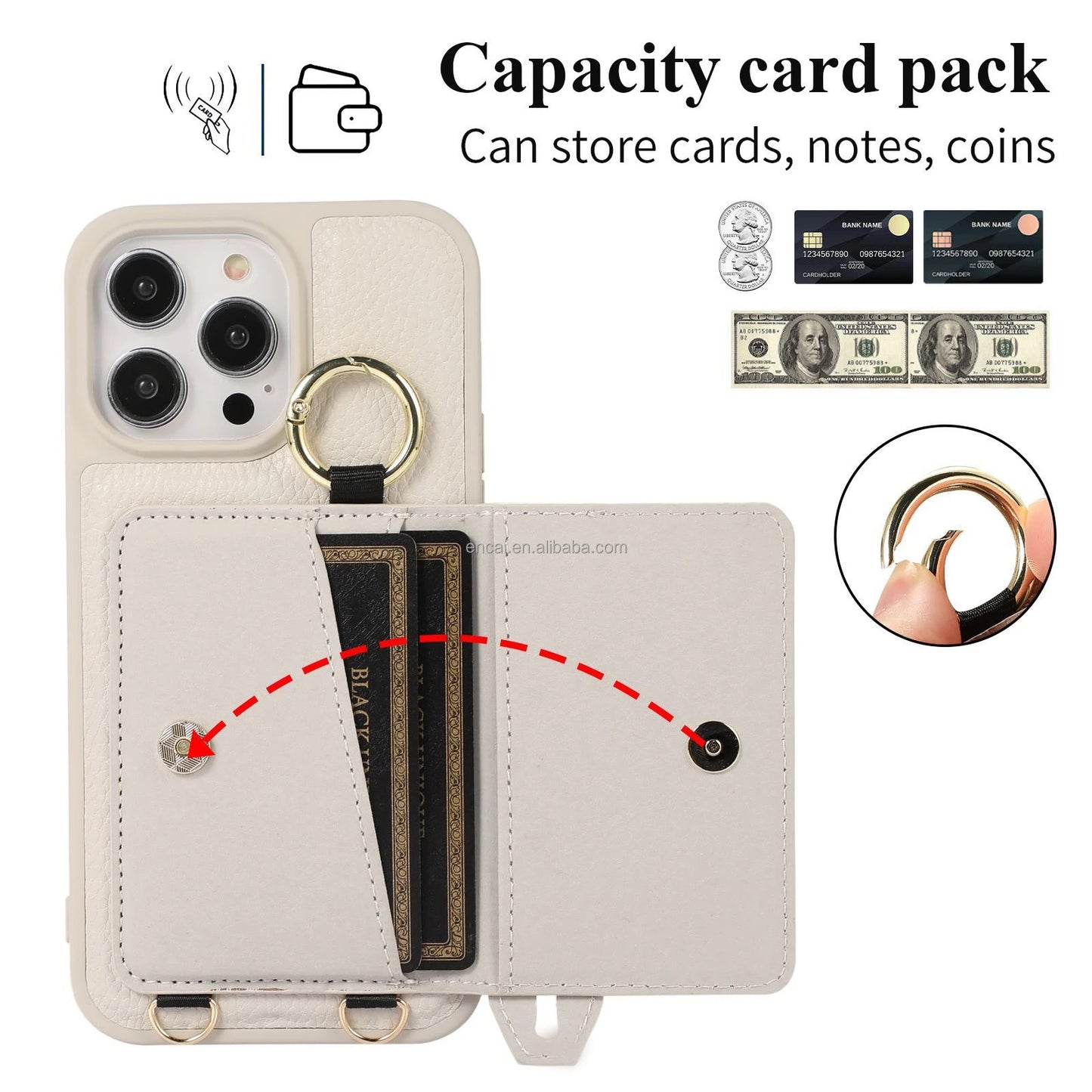 ISP Pu Leather Crossbody Phone Case  with Card Slot , Magnetic Holder Flip Purse (6.7 inch)