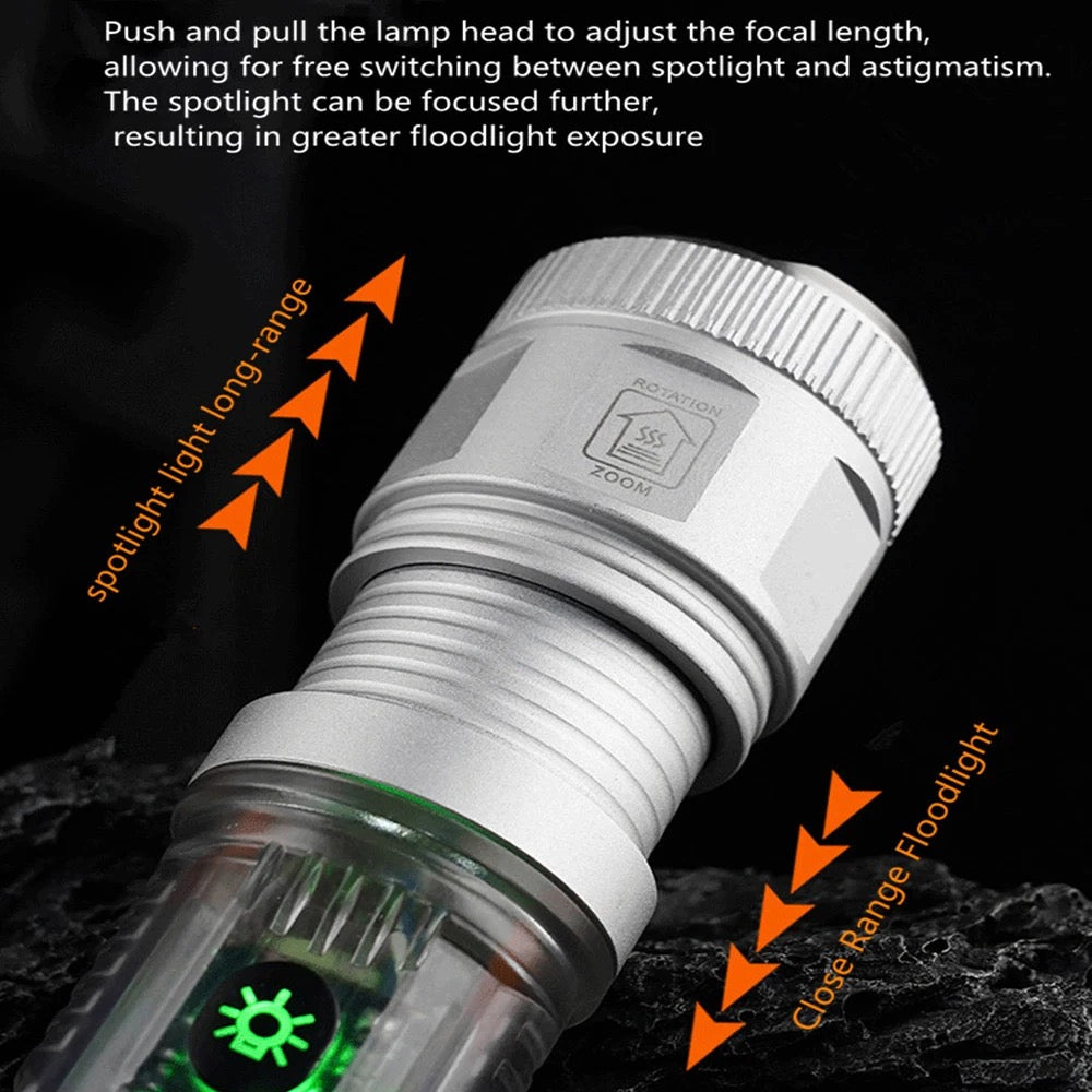 ISP Rechargeable Waterproof Solar Powered Flashlight Super Bright Tactical Patriot Torch Emergency Flashlights, Zoom & Emergency Light