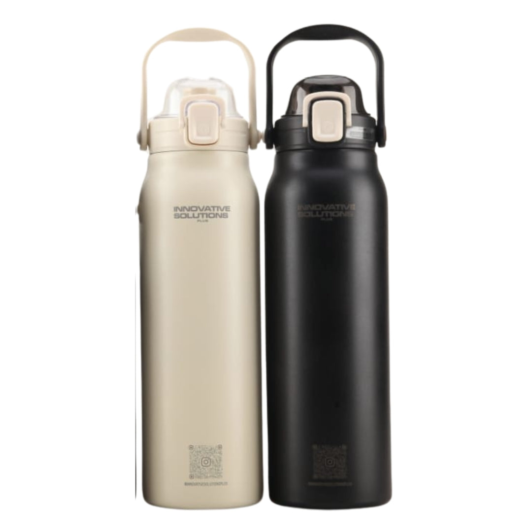 INNOVATIVE Insulated Water Bottles with Straw, 60oz Stainless Steel Metal Water Bottle , One-handed Opening Lid, BPA Free Reusable Water Bottles, Jugs, Thermos for Gym Sports Outdoors with Brush Sponge.