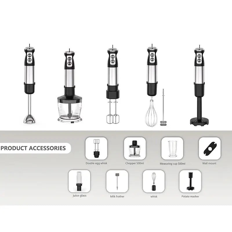 ISP 6-IN-1  Hand Blender, Immersion Smart Stick, Variable Speeds,Titanium Plated Blade, 1000W Mixing Beaker BPA-Free