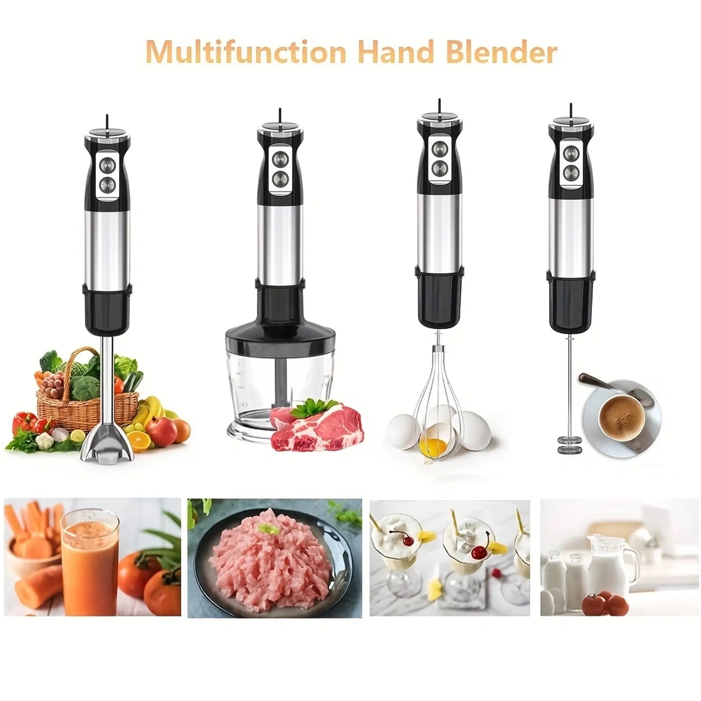 ISP 6-IN-1  Hand Blender, Immersion Smart Stick, Variable Speeds,Titanium Plated Blade, 1000W Mixing Beaker BPA-Free