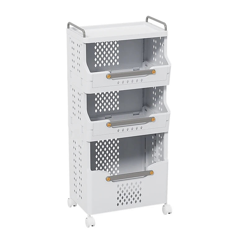 4 Tier Foldable Multipurpose Storage Rack with  handle for shelves