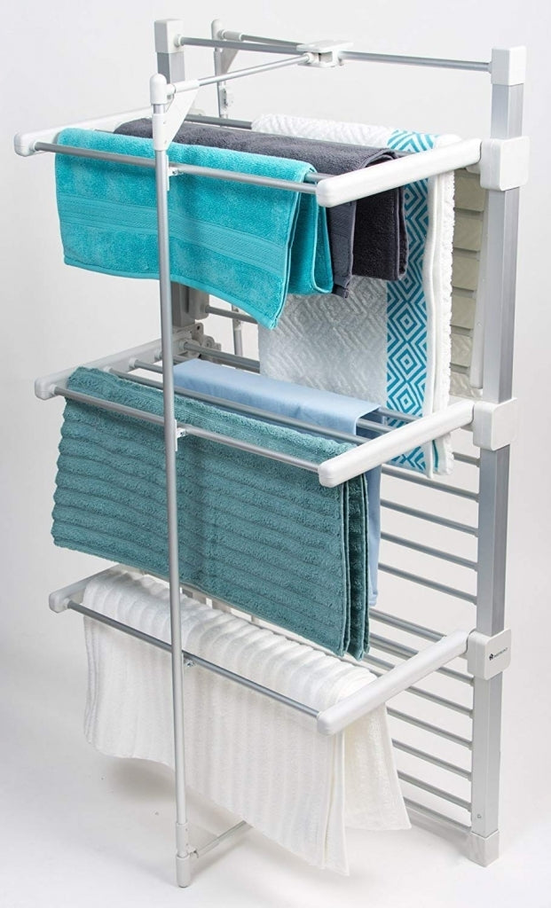 Electric Clothes Drying Rack Collapsible Laundry Drying Rack Free-Standing Heating Garment Dryer Towel Rail Space Saving for Home Indoor Outdoor