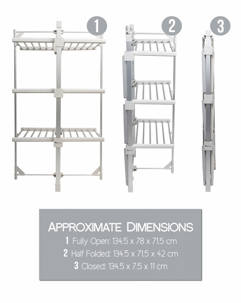 Electric Clothes Drying Rack Collapsible Laundry Drying Rack Free-Standing Heating Garment Dryer Towel Rail Space Saving for Home Indoor Outdoor