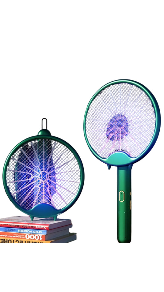 ISP 3 In 1 Rechargeable Folding Electric Mosquito Swatter Indoor 3000v Mosquito Racket With Led Lamp (800Mah)