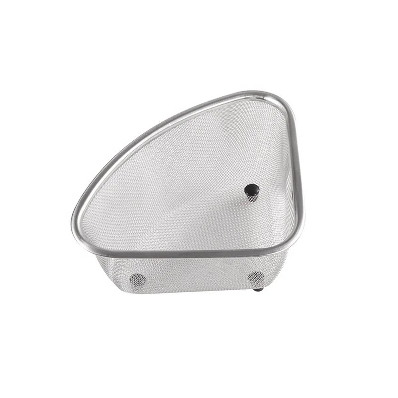 INNOVATIVE Stainless Steel Triangle Sink Drain Rack Corner Kitchen Sink Strainer Basket Sink Food Catcher Colander Basket Wire Mesh Strainer to Collect Food Scraps, Keeps the Scraps from Clogging Drain