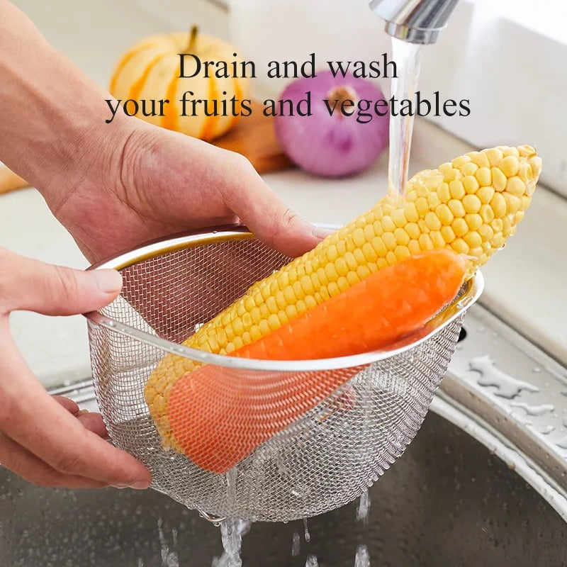 INNOVATIVE Stainless Steel Triangle Sink Drain Rack Corner Kitchen Sink Strainer Basket Sink Food Catcher Colander Basket Wire Mesh Strainer to Collect Food Scraps, Keeps the Scraps from Clogging Drain