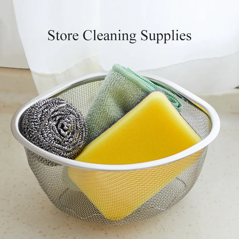 INNOVATIVE Stainless Steel Triangle Sink Drain Rack Corner Kitchen Sink Strainer Basket Sink Food Catcher Colander Basket Wire Mesh Strainer to Collect Food Scraps, Keeps the Scraps from Clogging Drain