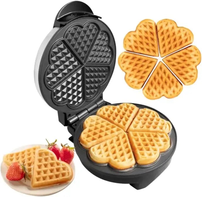 ISP 5 Slice Mini-Heart Shaped Fast 1500W Waffle Maker Machine |Stainless Steel Non-Stick Cooking Plates