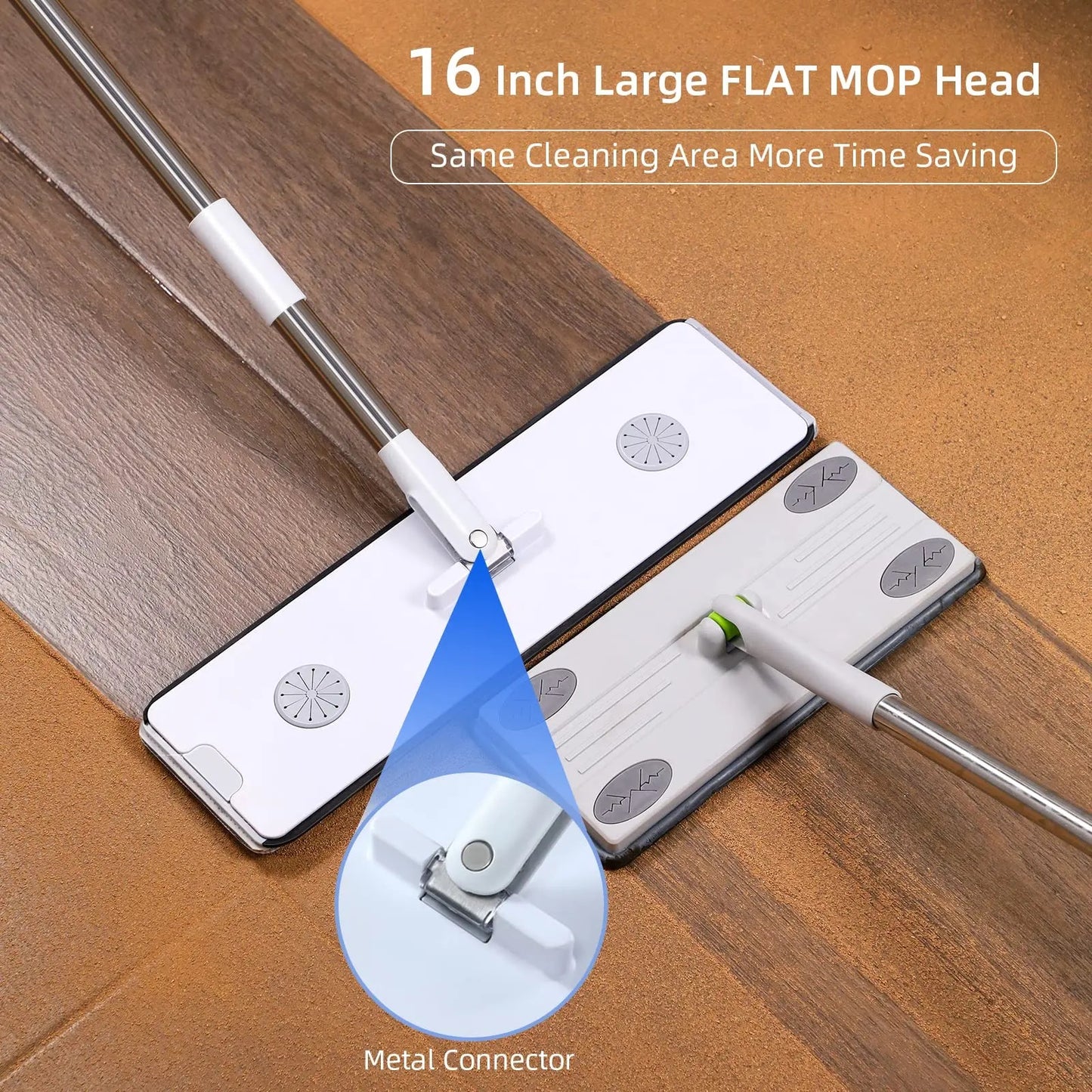 INNOVATIVE V1 Mop and Dual Water Separation Bucket Dry & Wet Wringer Set - Rotating Deep Clean Wide Mop with 5 Reusable Microfiber Pads - Hands-Free Floor Cleaning System - All Floor Types - White