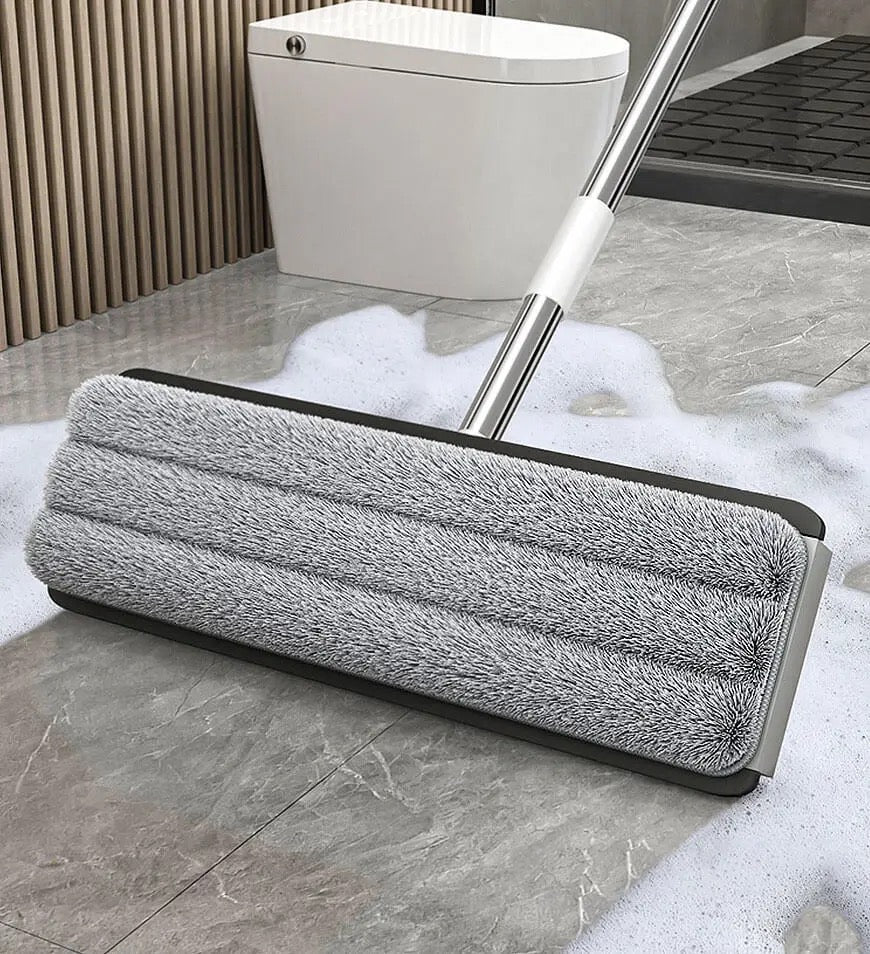 INNOVATIVE V1 Mop and Dual Water Separation Bucket Dry & Wet Wringer Set - Rotating Deep Clean Wide Mop with 5 Reusable Microfiber Pads - Hands-Free Floor Cleaning System - All Floor Types - White