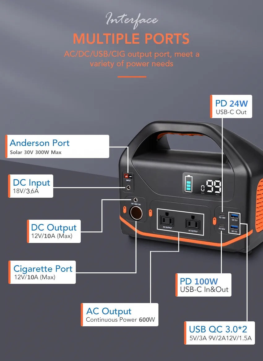 ISP 600w Emergency Solar Generators  with Solar Panel for Home use Portable Rechargeable Charging Power Station for Outdoor Camping (150,000Mah / 555Wh)