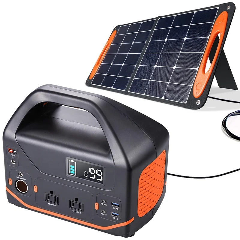 ISP 600w Emergency Solar Generators  with Solar Panel for Home use Portable Rechargeable Charging Power Station for Outdoor Camping (150,000Mah / 555Wh)