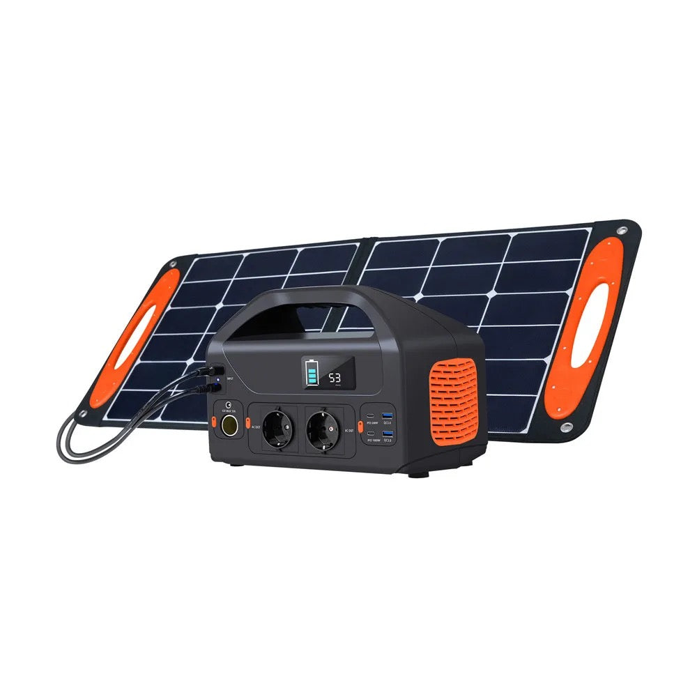 ISP 300watt Foldable Solar Panel for Portable Power Station Foldable Solar Charger w/ 4 Kickstands, IP65 Waterproof Solar Panel Kit w/MC-4 DC XT60 Anderson Aviation Output for Outdoor RV Camper -  Blackout