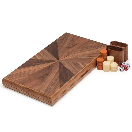 ISP 17” Wooden Backgammon Set For Adults, Folding Classic Board Game, Best Strategy Game and Smart Game of Tactics .