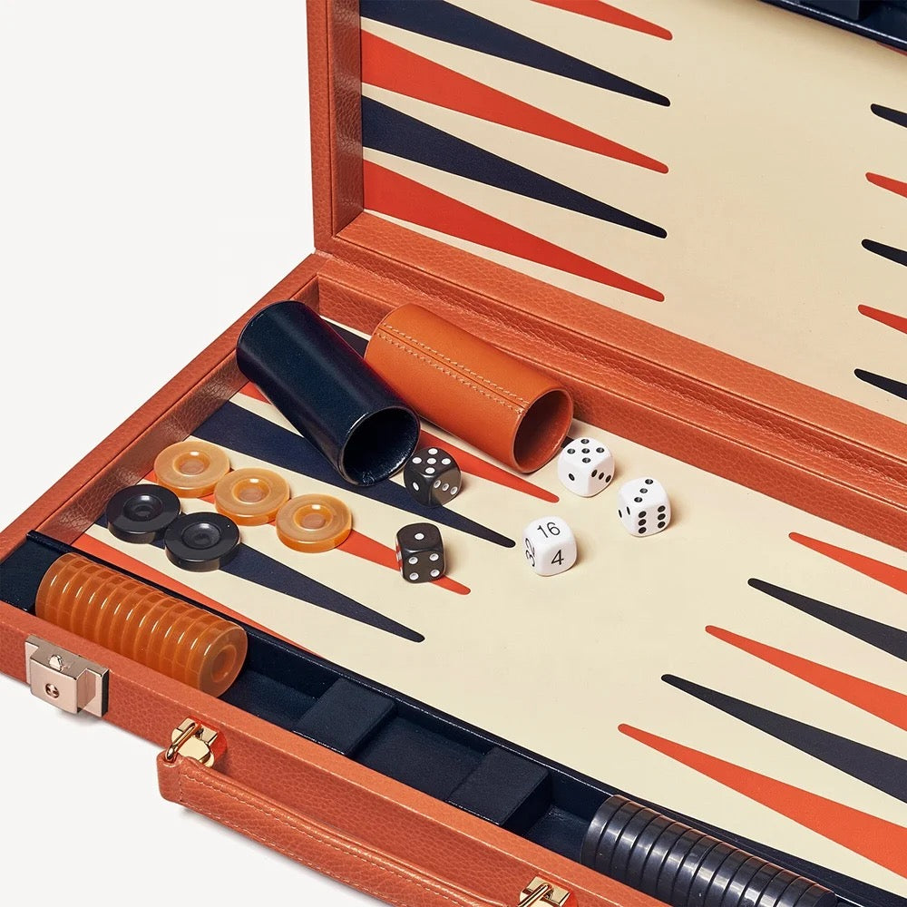 ISP 17” Leather Backgammon Set For Adults, Folding Classic Board Game, Best Strategy Game and Smart Game of Tactics .